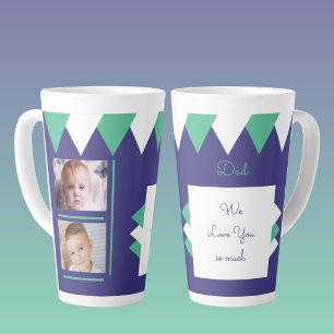We love you Dad purple and green with photos Latte Mug