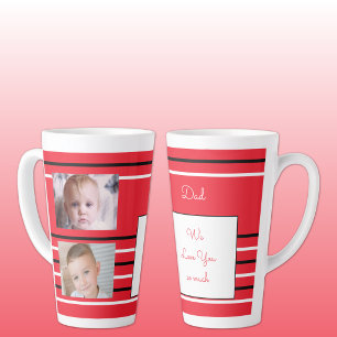 We love you Dad red and black with photos Latte Mug