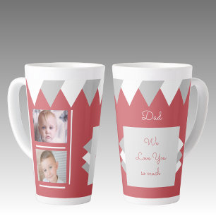 We love you Dad red and grey with photos Latte Mug