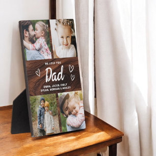 We Love You Dad Rustic Wood Photo Collage Plaque