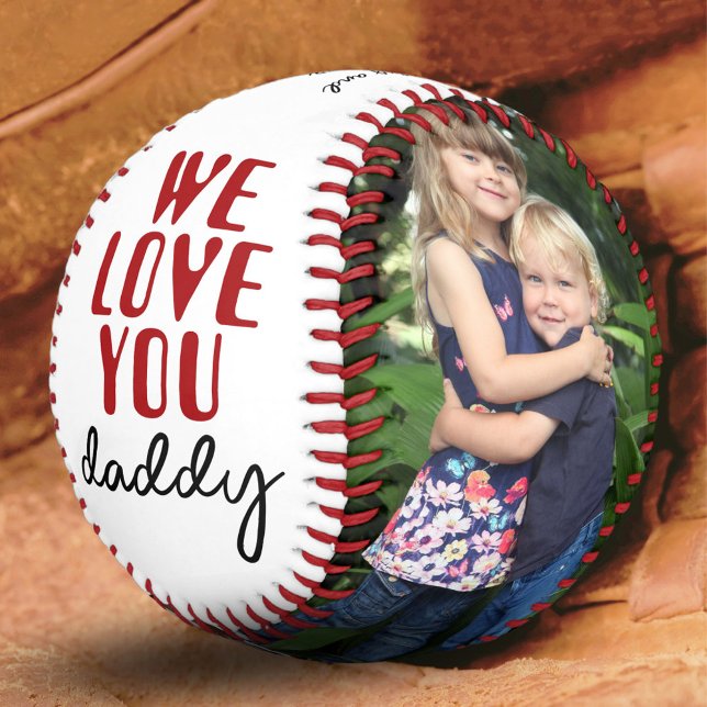 We Love You Daddy Father`s Day 2 Photo Collage Baseball (Creator Uploaded)