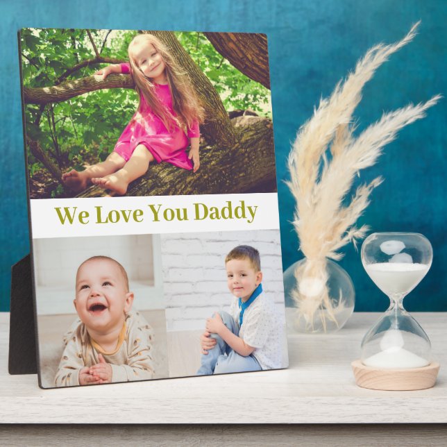 We Love You Daddy Gold Script Photo Collage Plaque (Side)