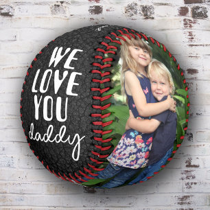 We Love You Daddy Leather Print 2 Photo Collage Baseball