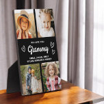 We Love You Grammy Family Modern Photo Collage Plaque<br><div class="desc">The Grammy We Love You Heart Modern Photo Collage Plaque is a touching and personalised gift that showcases your love for your grandmother. This beautifully designed plaque features a heart-shaped photo collage, allowing you to add your favourite family pictures in a modern and stylish layout. The heartfelt "We Love You,...</div>