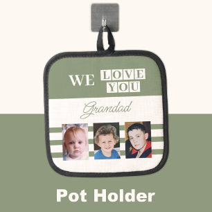 We love you grandad 3 photo green pot holder