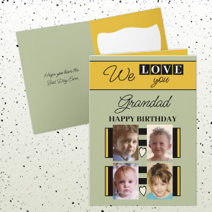 We love you grandad 4 photo green birthday card