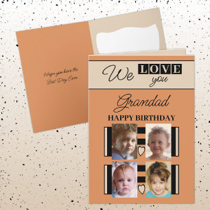 We love you grandad 4 photo orange birthday card