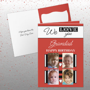 We love you grandad 4 photo red birthday card