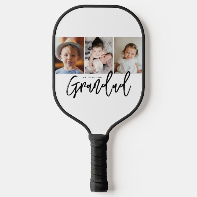 We Love You Grandad Custom Photo gift Collage Pickleball Paddle (Front)