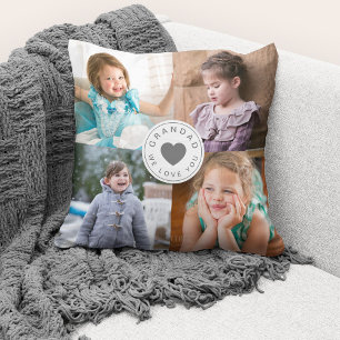We Love You Grandad / Cute 4 Photo Collage Cushion