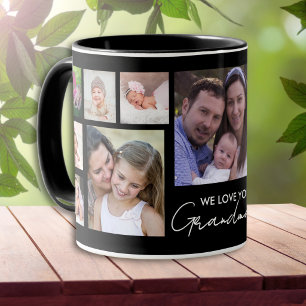 We Love You Grandma 13 Photo Collage Black Mug