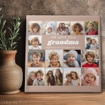 We Love You Grandma - 15 Photo Collage Gallery Tile<br><div class="desc">Grandkids Photo Collage - or any photos -- A full coverage design includes a solid colour background. Use up to 15 square photos to create a unique and personal gift. The text can be changed to match your event. It is a template for a gift to give to grandma, but...</div>
