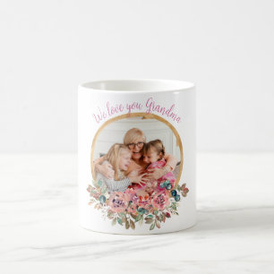 We love you grandma 1 photo watercolor flowers coffee mug