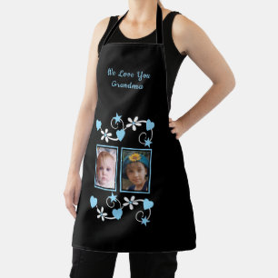 We love you grandma 2 photo black blue apron