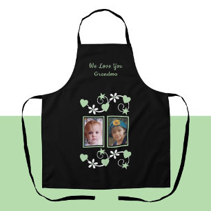 We love you grandma 2 photo black green apron