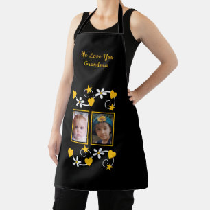 We love you grandma 2 photo black yellow apron