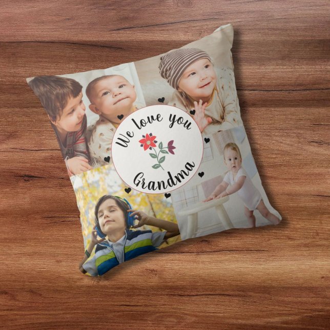 We love you Grandma 4 personalised photos keepsake Cushion (Creator Uploaded)