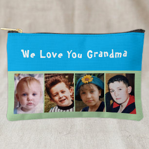 We love you grandma 4 photo blue green accessory pouch