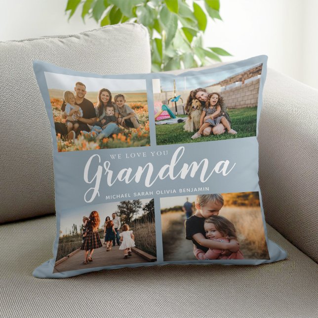 We Love You Grandma 4 Photo Collage Cushion (Creator Uploaded)