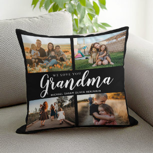 We Love You Grandma 4 Photo Collage Cushion
