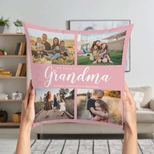 We Love You Grandma 4 Photo Collage Cushion (Creator Uploaded)