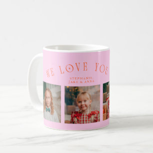 We Love You Grandma 4-Photo Orange Pink Coffee Mug