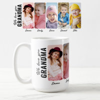 We Love You Grandma 5 Grandkids Custom Photo