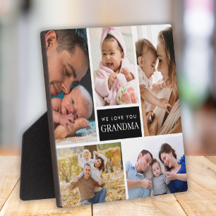 We Love You Grandma 5 Photo Black Colour Block Plaque