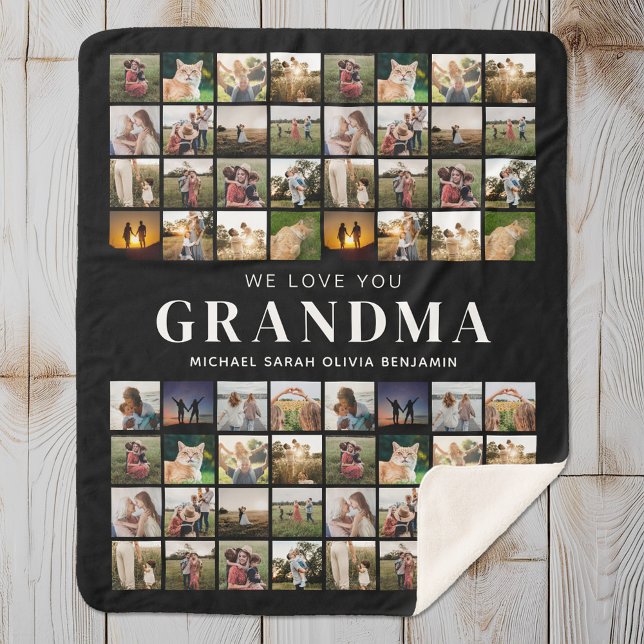 We Love You Grandma 64 Photo Collage Sherpa Blanket (Creator Uploaded)