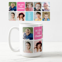 We Love You Grandma 8 Grandkids Custom Photo Coffe