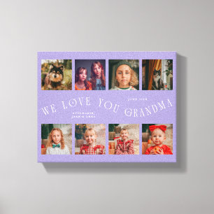 We Love You Grandma 8 Photo Grid Lilac Canvas Print