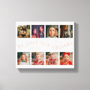 We Love You Grandma 8 Photo Grid Peach Canvas Print