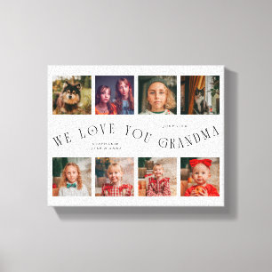 We Love You Grandma 8 Photo Grid White Canvas Print