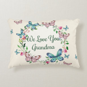 We Love You Grandma Butterfly Accent Pillow 2