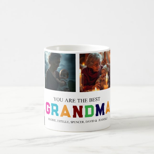 We Love You Grandma Custom 6-Photo Coffee Mug (Center)
