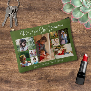 We Love You Grandma Custom Olive Green 9 Photo Accessory Pouch