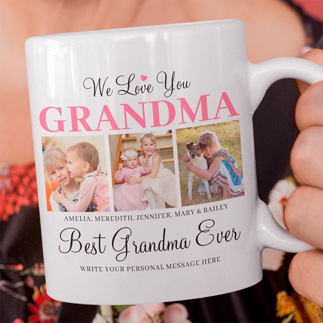 We Love You Grandma Custom Photo Collage Mug (Best Grandma Ever Mug)