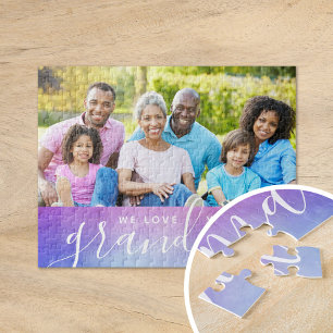 We Love You Grandma Custom Photo Gift Jigsaw Puzzle