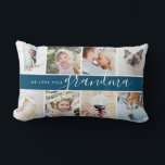 We love you Grandma! Custom Photo Gift Lumbar Cushion<br><div class="desc">We love you Grandma! Custom Photo Gift teal green backache relief Lumbar Pillow</div>