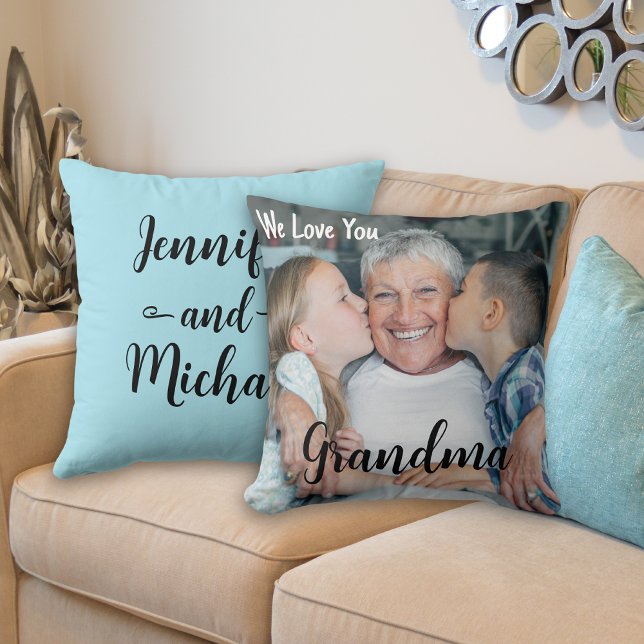 We Love You Grandma Custom Photo Mother's Day Cushion (Creator Uploaded)
