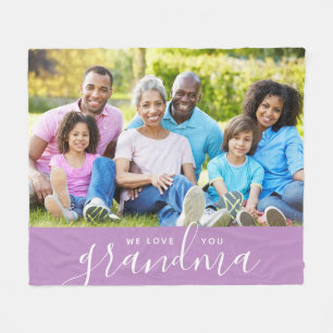 We Love You Grandma Custom Photo Mother's Day Gift Fleece Blanket