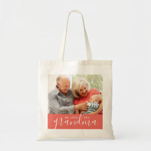 We Love You Grandma Custom Photo Mother's Day Gift Tote Bag