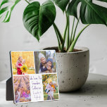 We Love You Grandma Cute Custom Kids Collage Photo Plaque<br><div class="desc">This cute,  custom granddaughters photo plaque for a grandmother features a modern layout of 4 grandkids photos on a white background with pretty lilac purple typography reading We Love You Grandma. This beautiful grandchildren photo gift features your own photograph collage surrounding your personalised message and names.</div>
