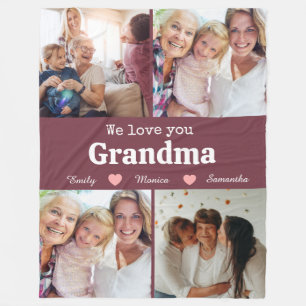 We love you grandma elegant script 4photo keepsake fleece blanket