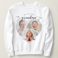 We Love You Grandma Heart-Shaped Photo Collage