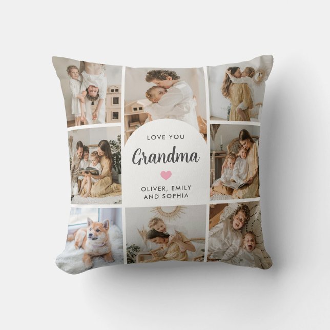 We Love You Grandma Nana 8 Photo Collage Arch Cushion (Creator Uploaded)