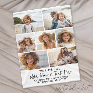 We Love You Grandma or Grandpa - 7 Photo Collage Fleece Blanket