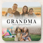 We Love You Grandma Personalised 2 Photo Coaster<br><div class="desc">Say we love you to grandma this with personalised gift coasters featuring 2 of your favourite photos and grandchildren kids names. All text in this design is editable so you can add your own message or text. Available in a variety colours,  styles and products.</div>