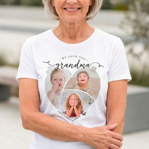 We Love You Grandma Personalised 3 Photo Collage T-Shirt