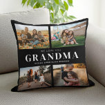 We Love You Grandma Personalised 4 Photo Collage Cushion<br><div class="desc">Say we love you to grandma this holiday season with a personalised Christmas gift throw pillow featuring 4 of your favourite photos and grandchildren kids names and . All text in this design is editable so you can add your own message or text. Available in a variety colours, styles and...</div>